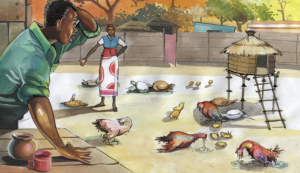 A flock affected by Newcastle disease Signs of Newcastle disease