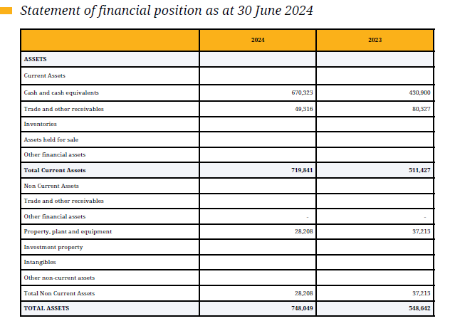 Statement of financial position